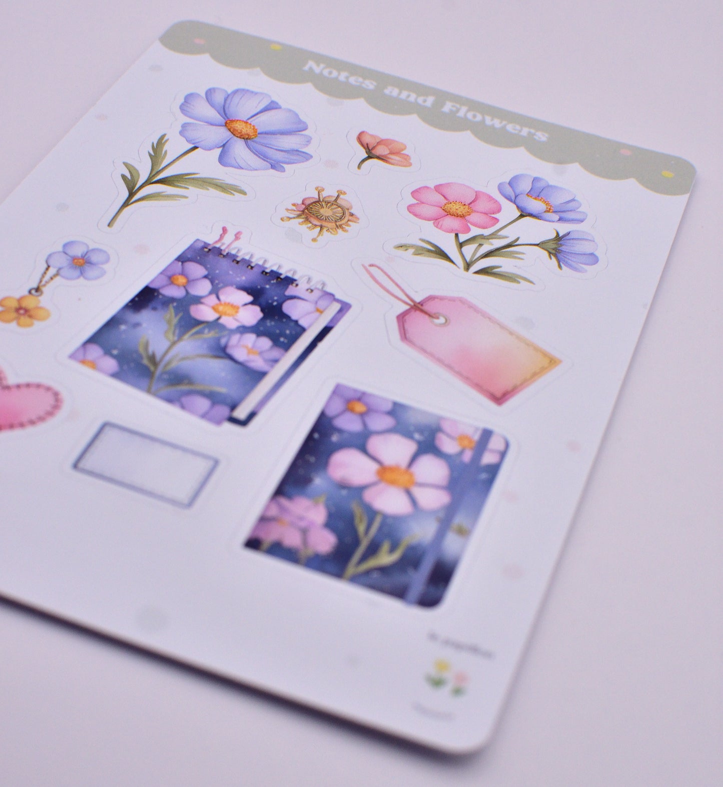 Cartela de Adesivos Notes and Flowers
