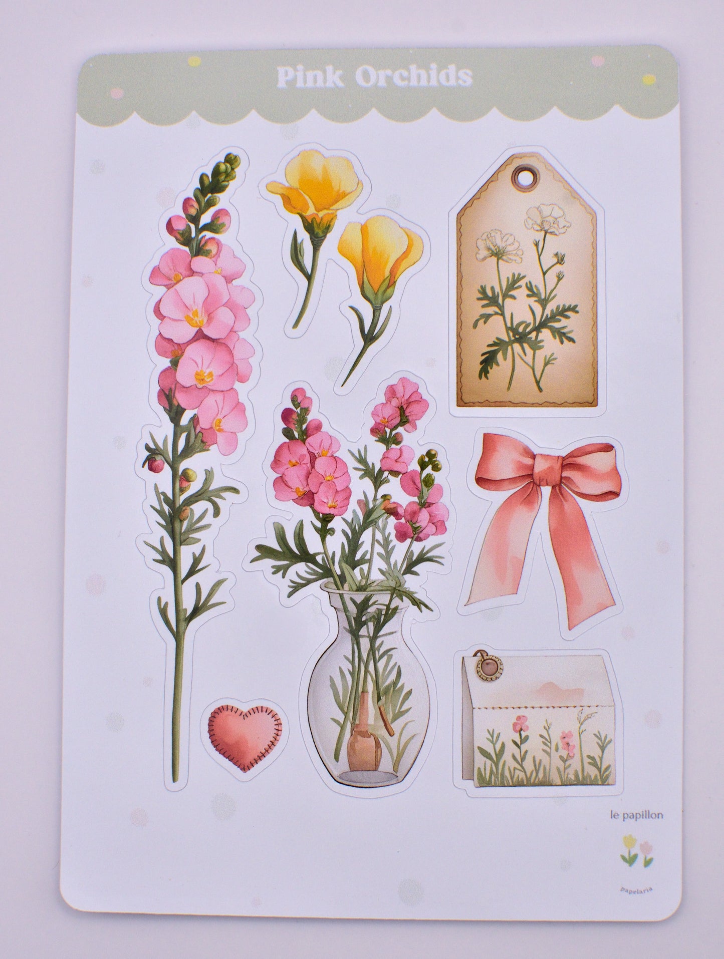 Cartela de Adesivos Pink Orchids