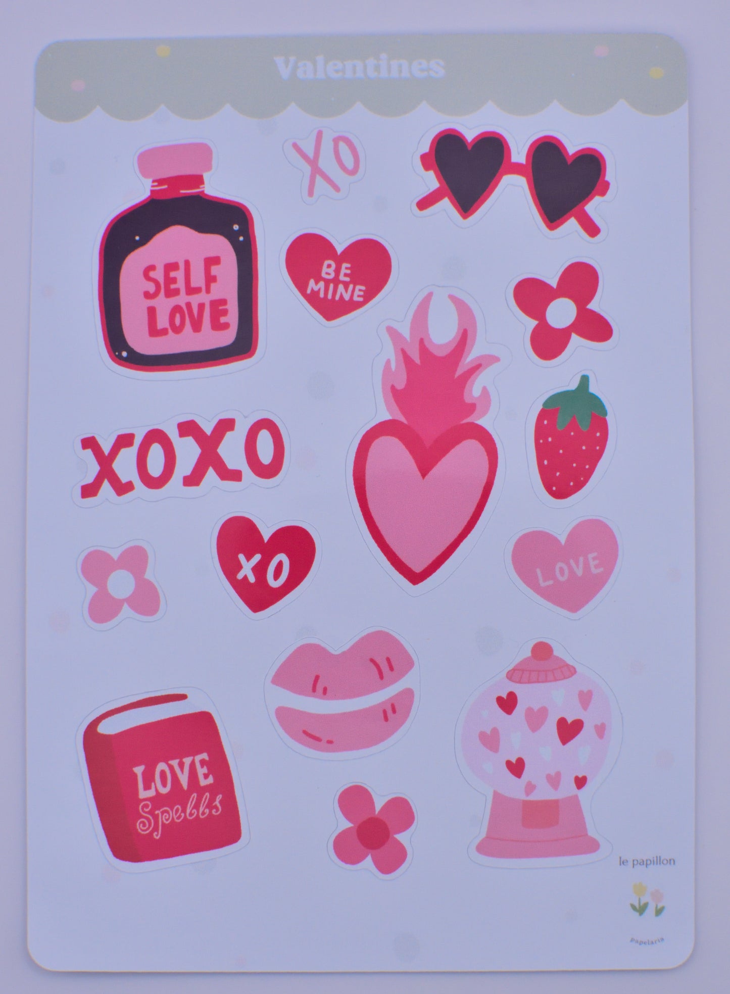 Cartela de Adesivos Valentines