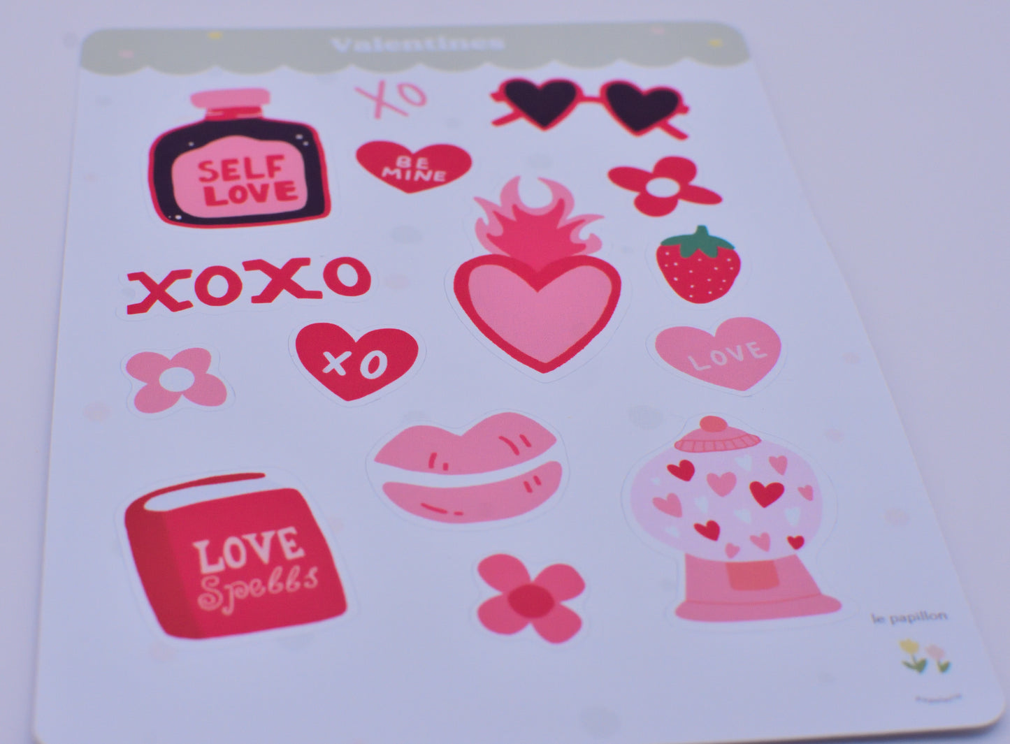 Cartela de Adesivos Valentines