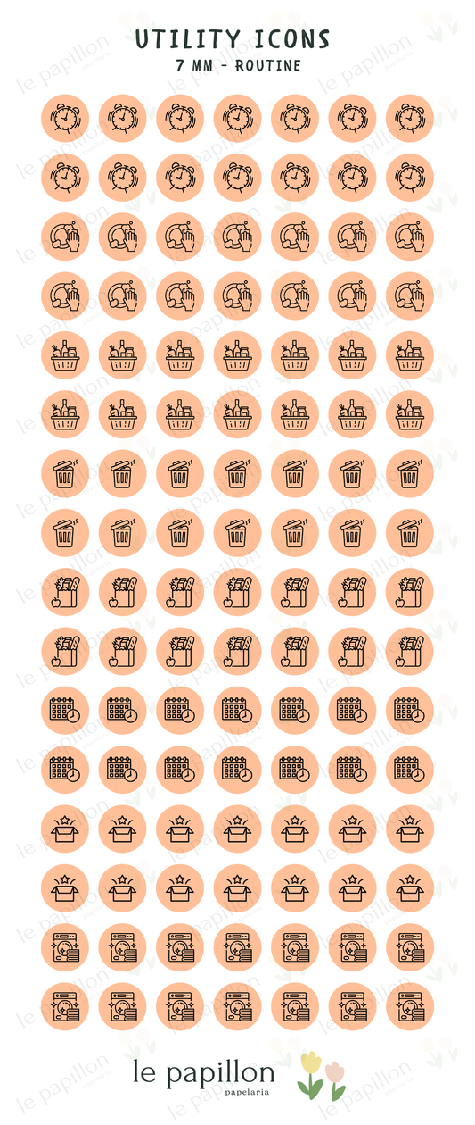 Cartela Utility Icons 7mm - Routine