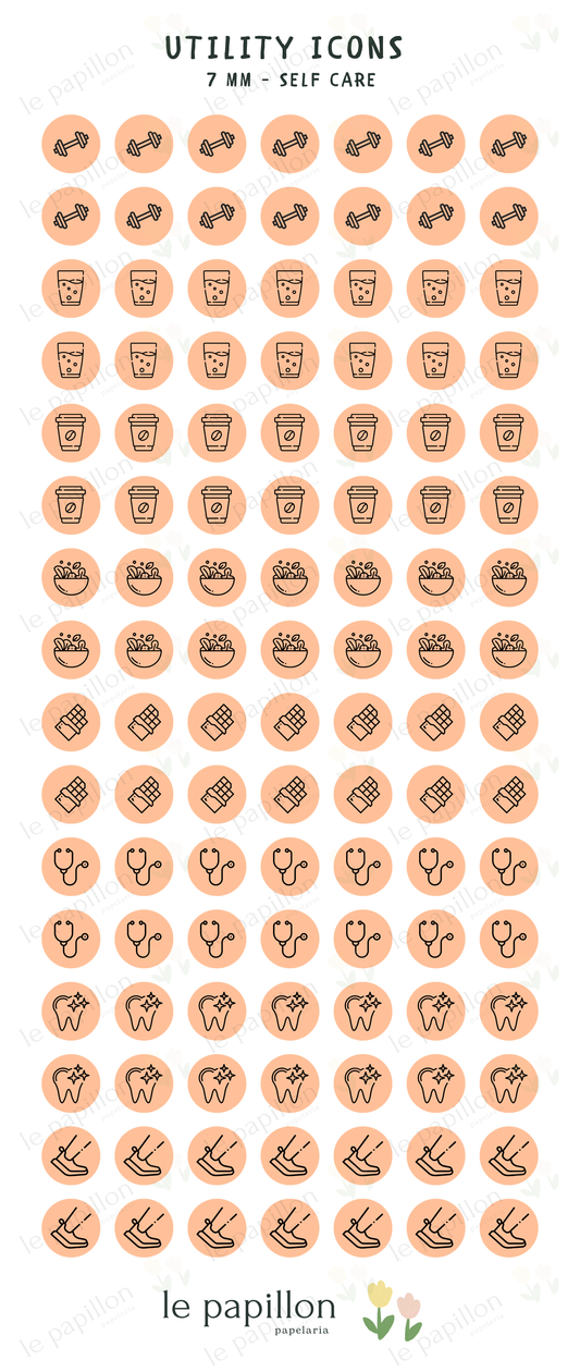 Cartela Utility Icons 7mm - Self Care