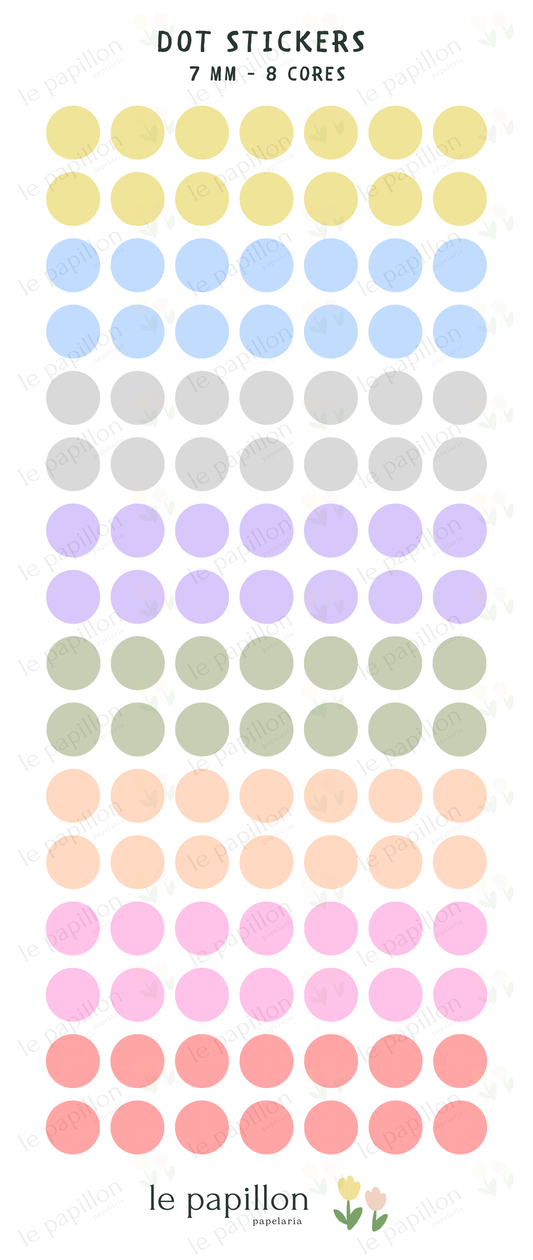 Cartela Dot Stickers 7mm - 8 Cores