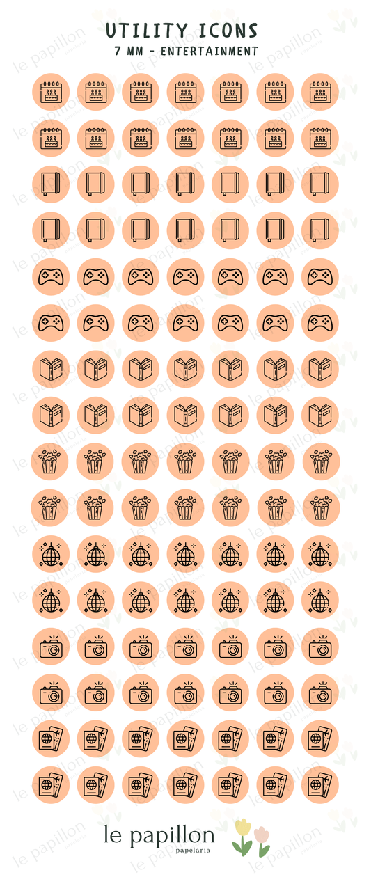 Cartela Utility Icons 7mm - Entertainment