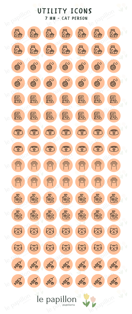 Cartela Utility Icons 7mm - Cat Person