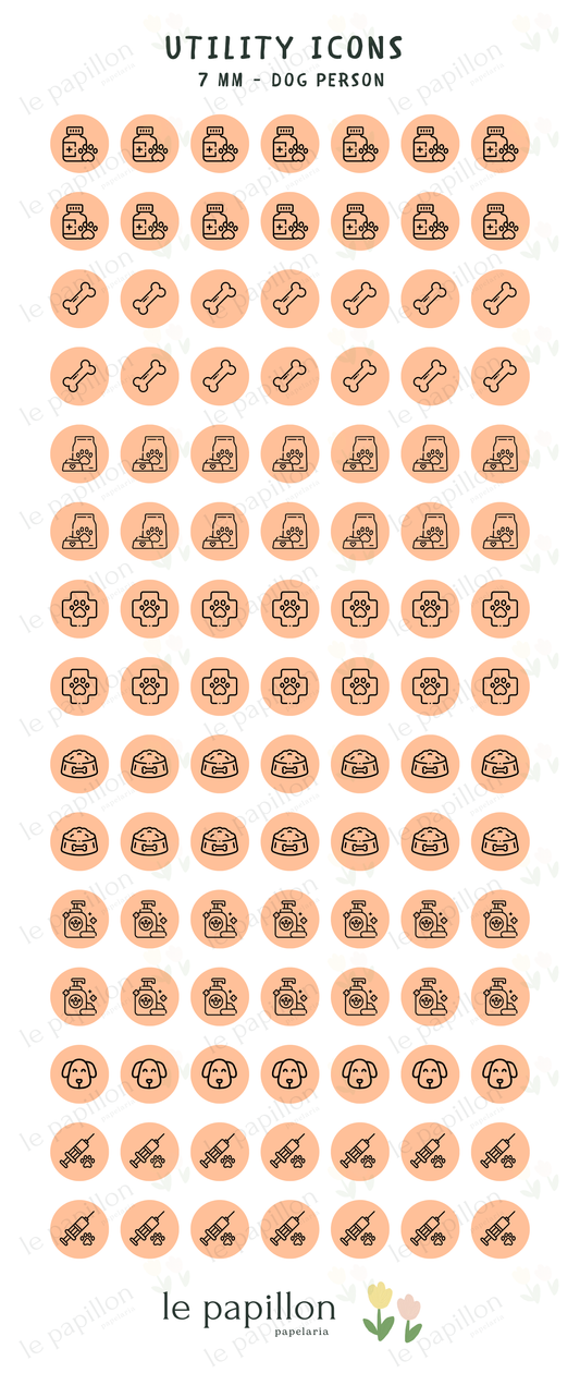 Cartela Utility Icons 7mm - Dog Person