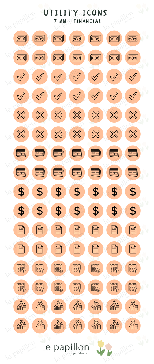 Cartela Utility Icons 7mm - Financial