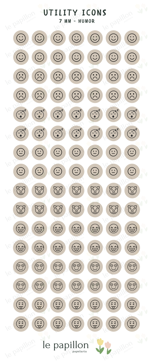 Cartela Utility Icons 7mm - Humor