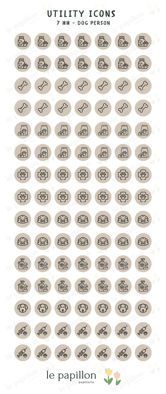 Cartela Utility Icons 7mm - Dog Person