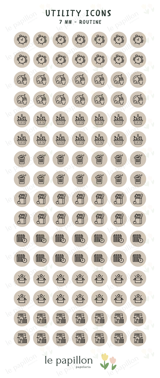 Cartela Utility Icons 7mm - Routine