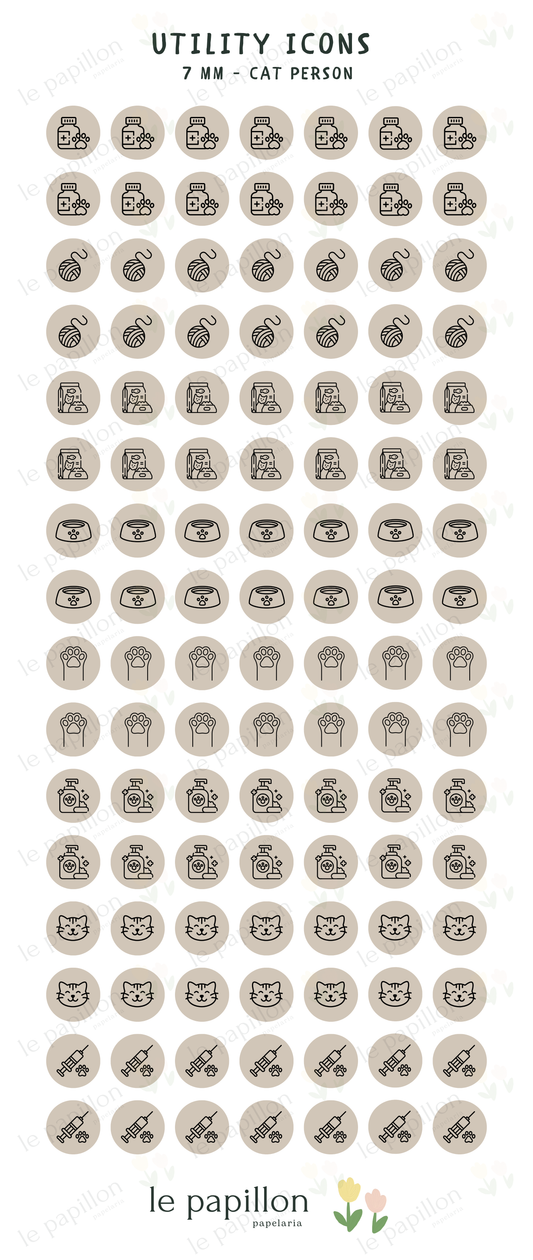 Cartela Utility Icons 7mm - Cat Person