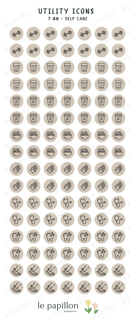 Cartela Utility Icons 7mm - Self Care