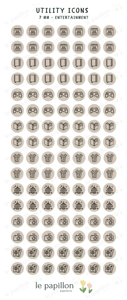 Cartela Utility Icons 7mm - Entertainment