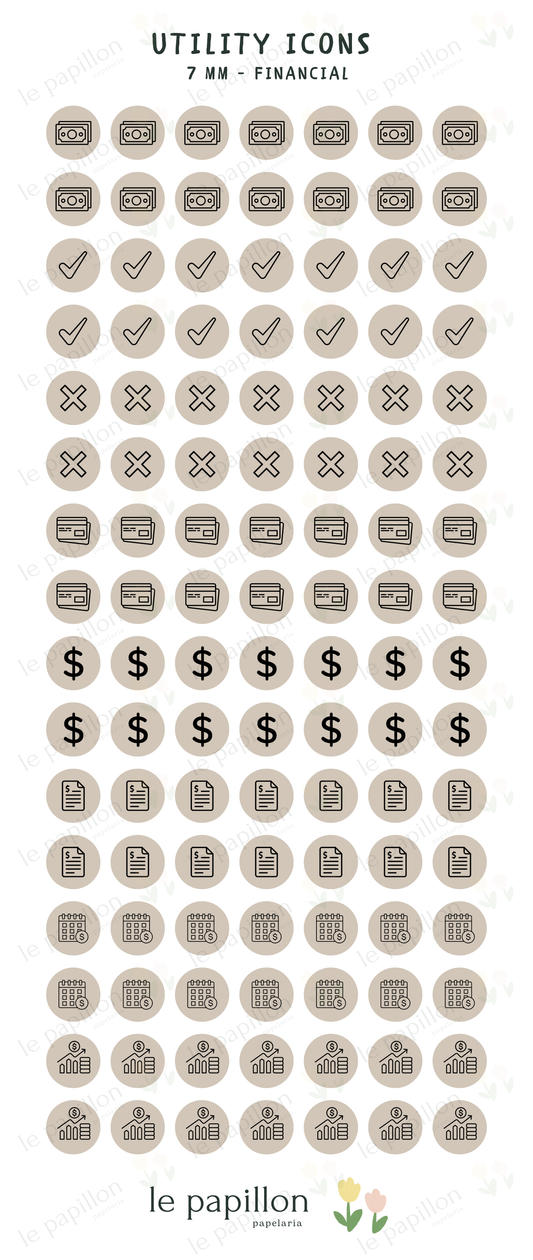 Cartela Utility Icons 7mm - Financial
