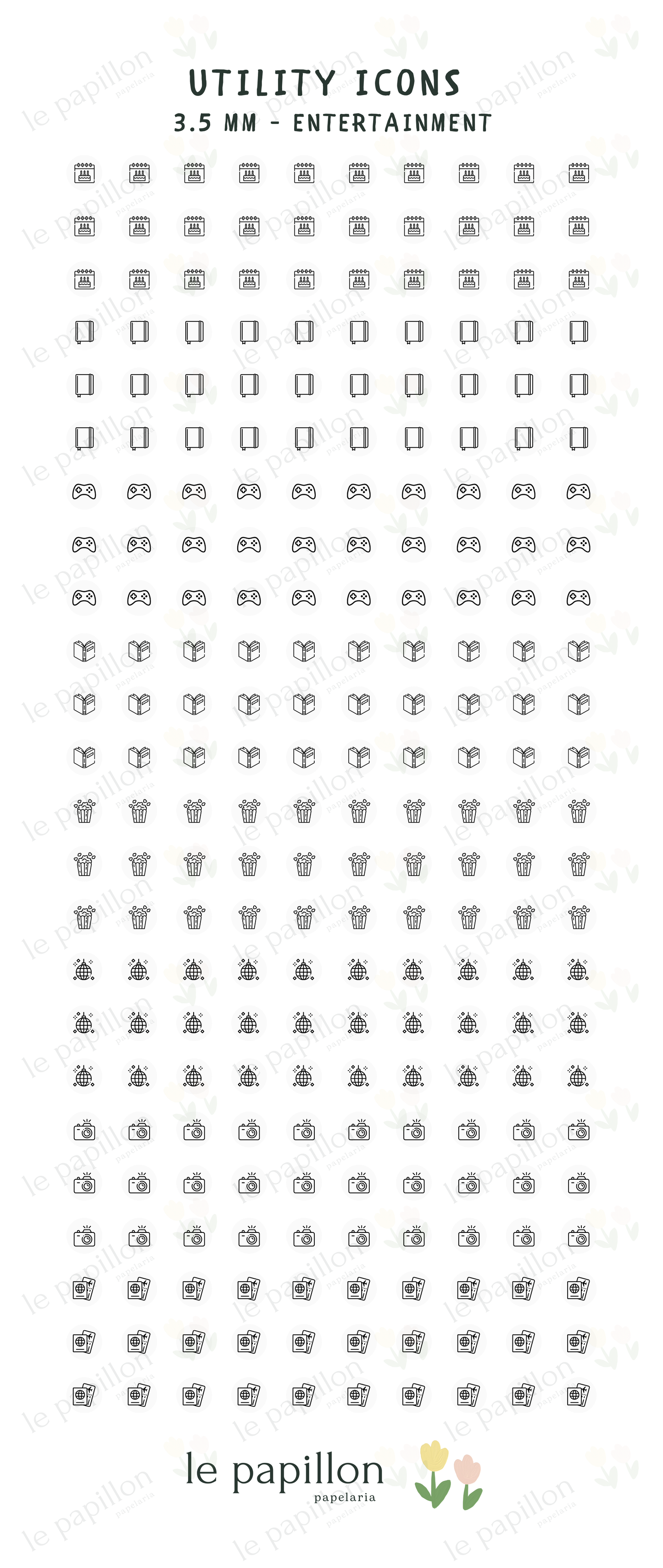 Cartela Utility Icons 3.5mm - Entertainment