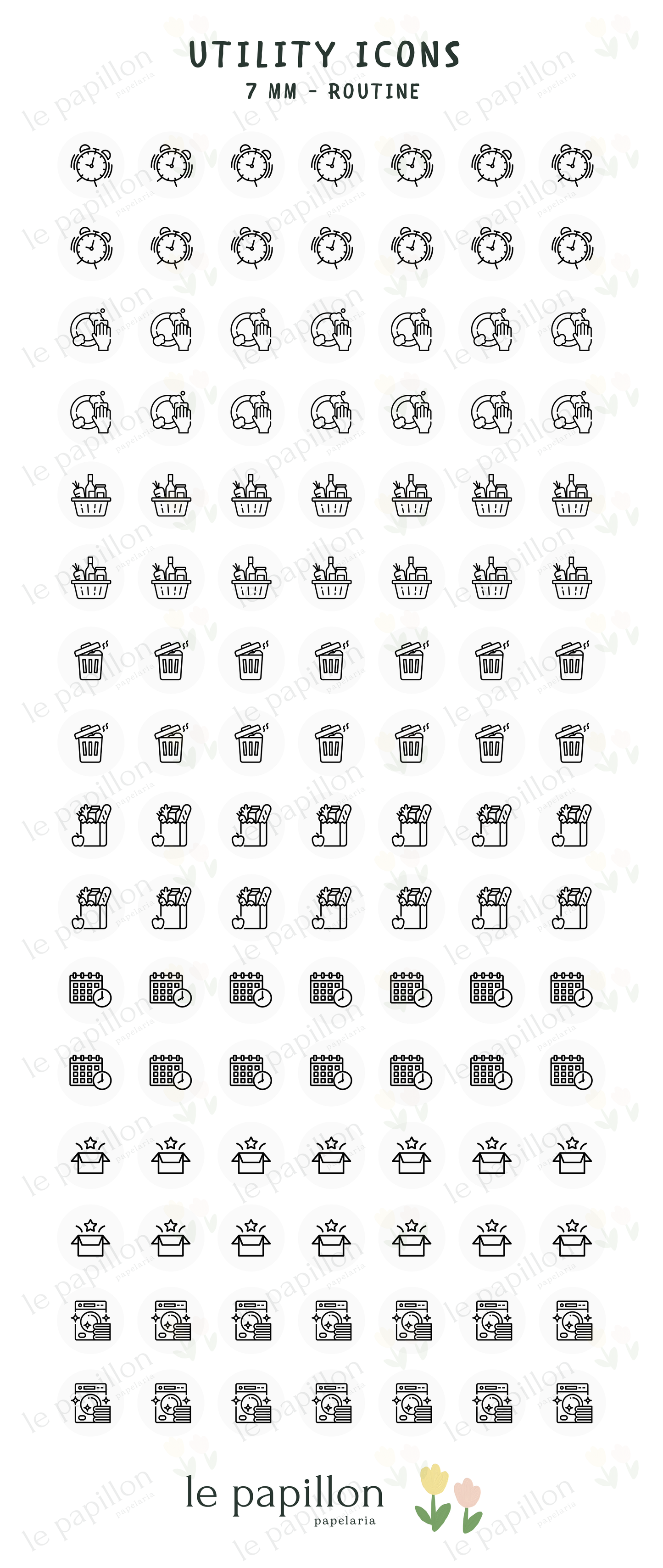 Cartela Utility Icons 7mm - Routine