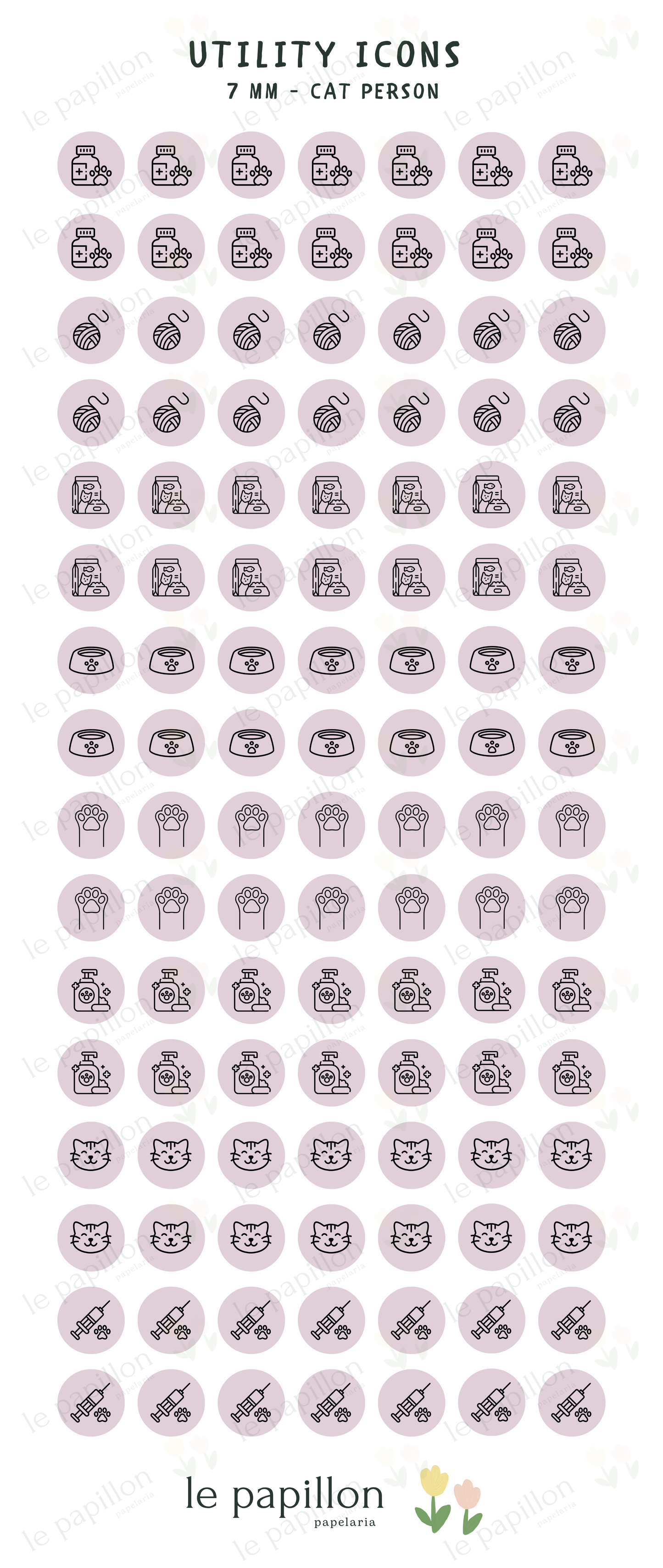 Cartela Utility Icons 7mm - Cat Person