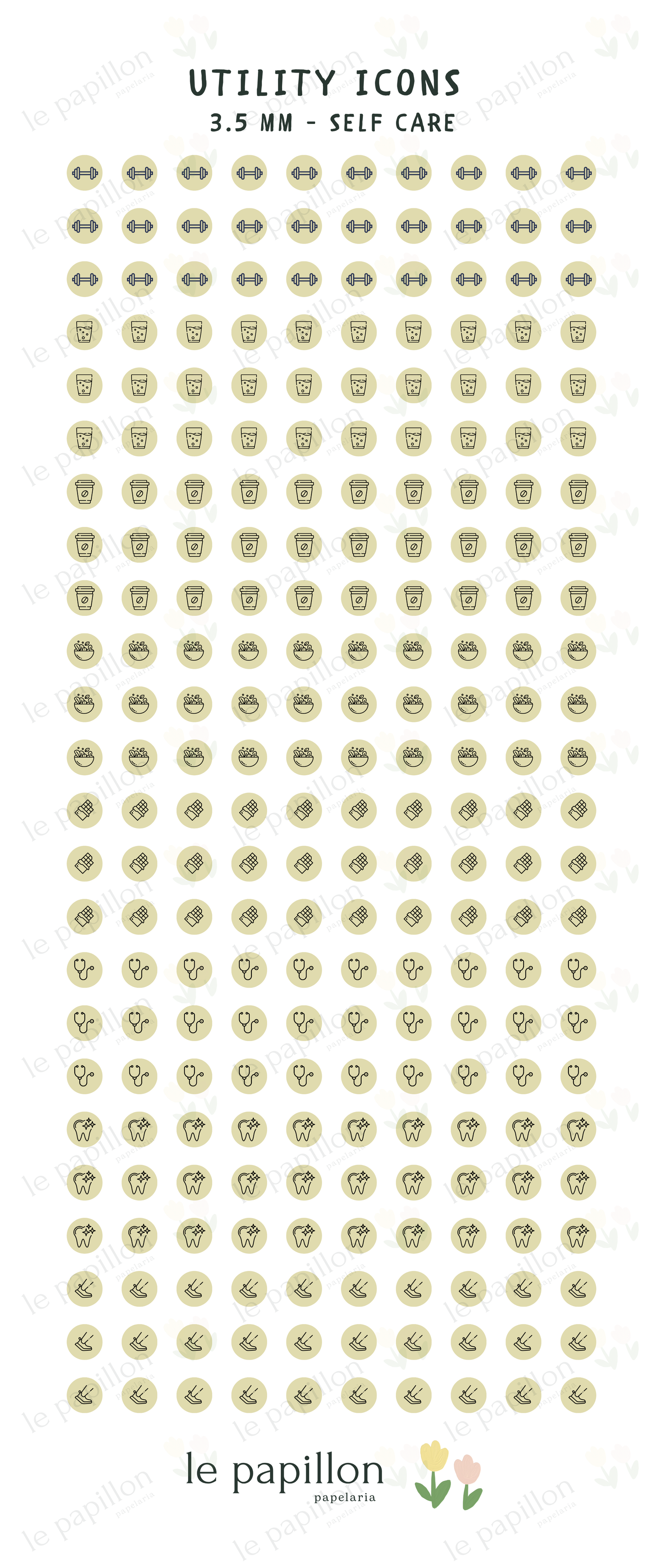 Cartela Utility Icons 3.5mm - Self Care