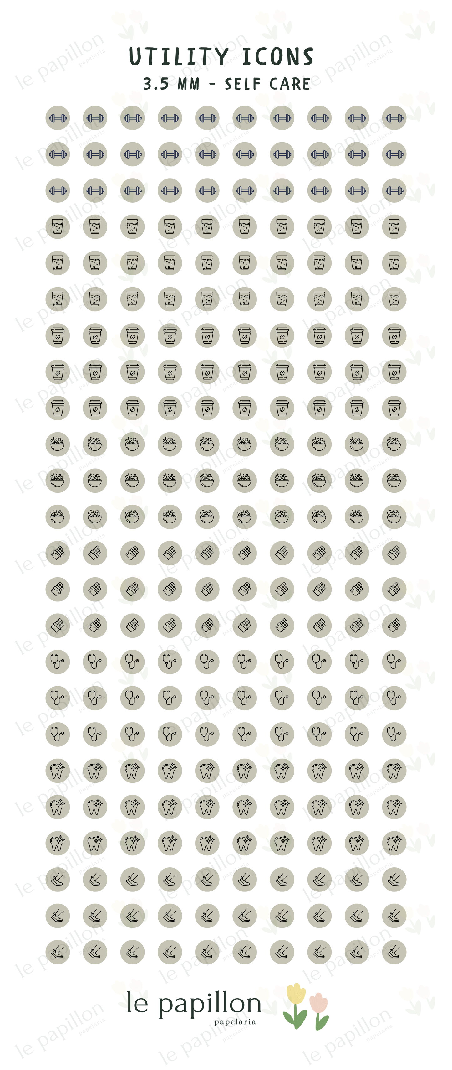Cartela Utility Icons 3.5mm - Self Care
