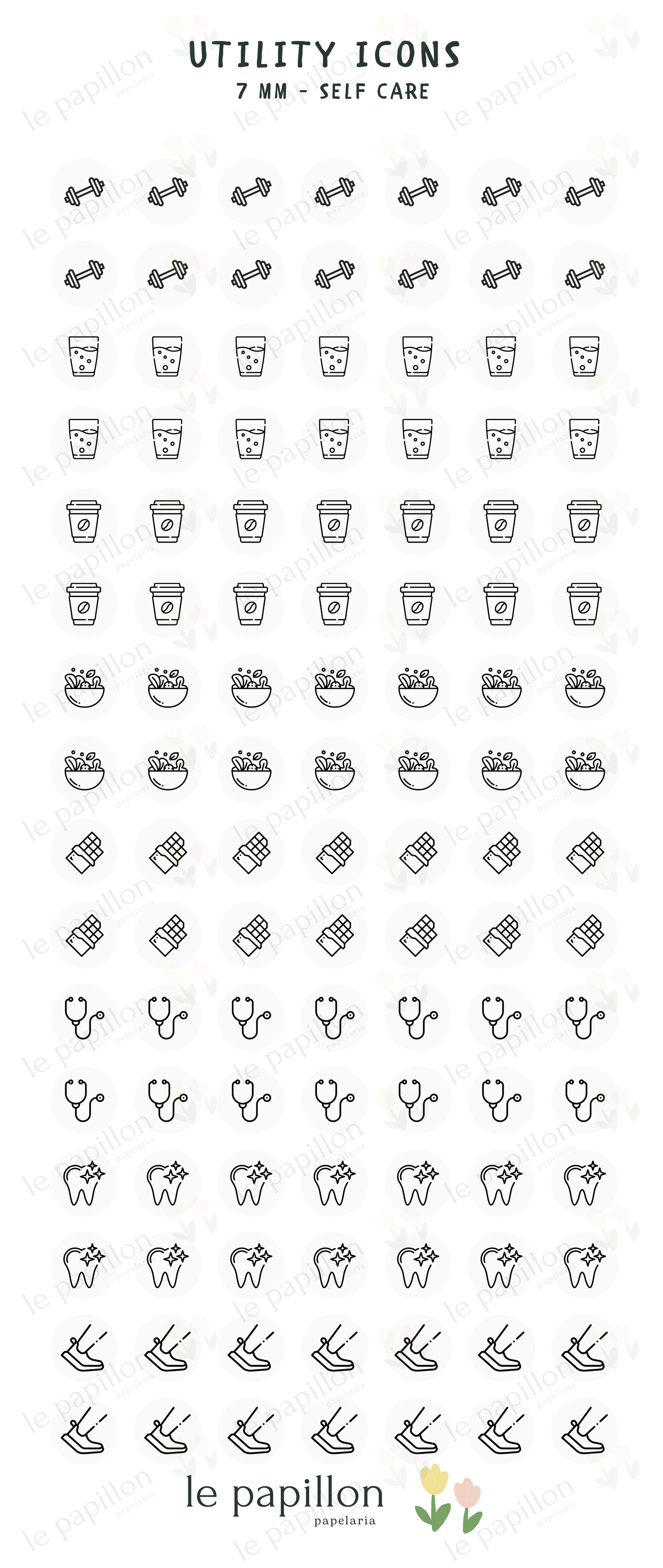Cartela Utility Icons 7mm - Self Care