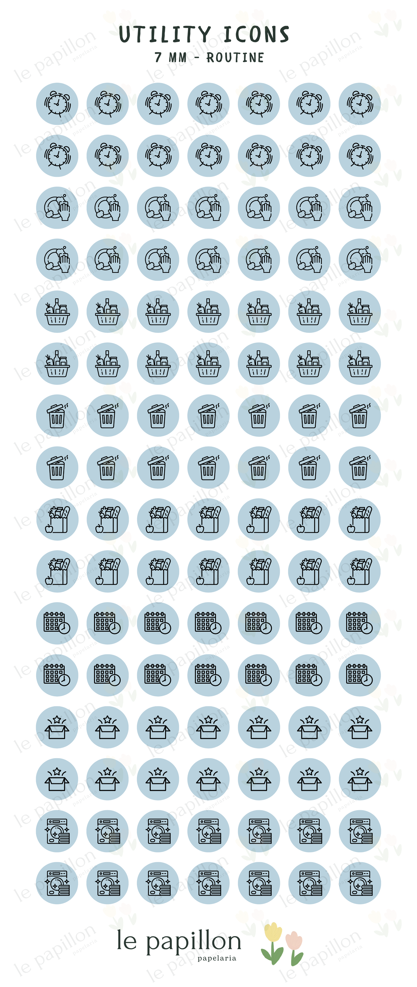 Cartela Utility Icons 7mm - Routine