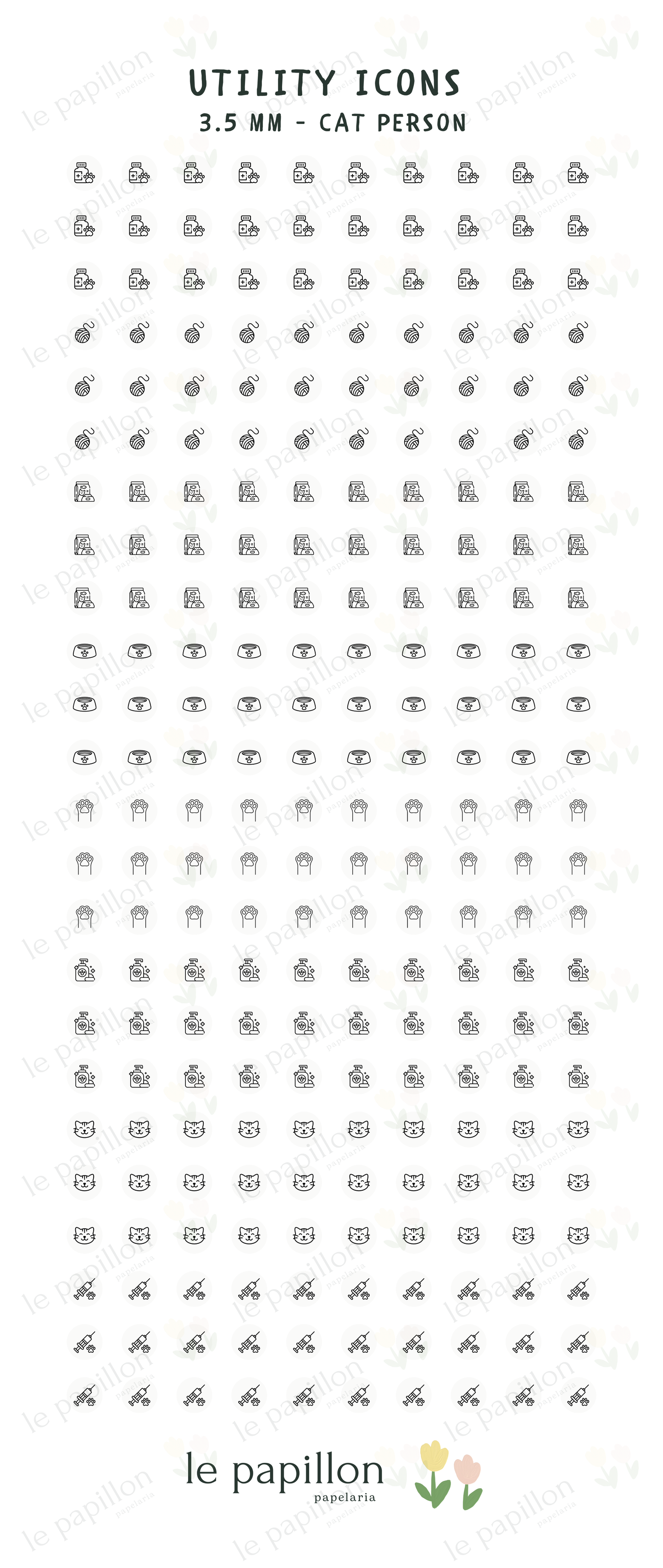 Cartela Utility Icons 3.5mm - Cat Person