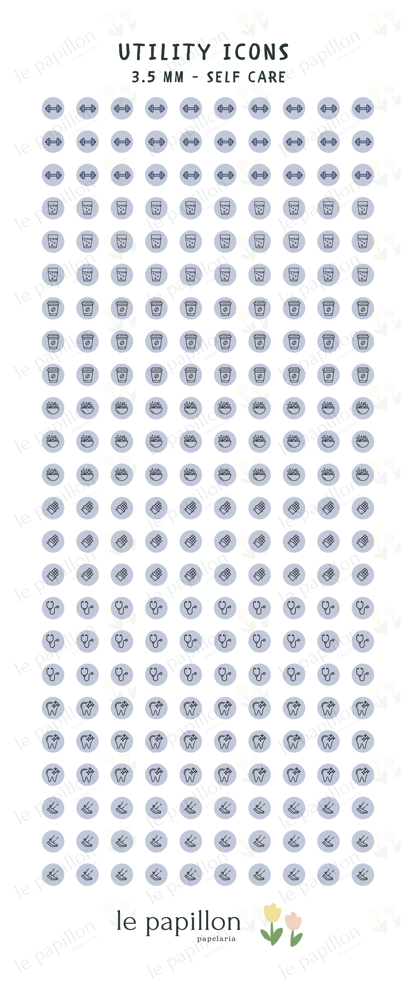 Cartela Utility Icons 3.5mm - Self Care