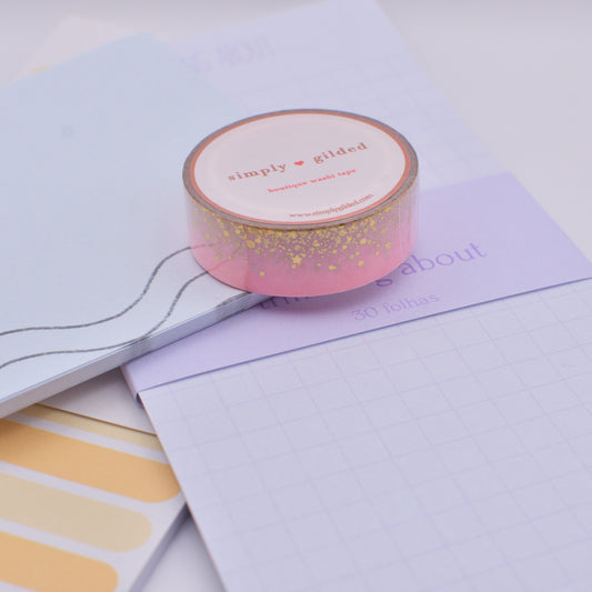 Amostra de Washi Tape - Simply Gilded 15 mm - Pink Stardust