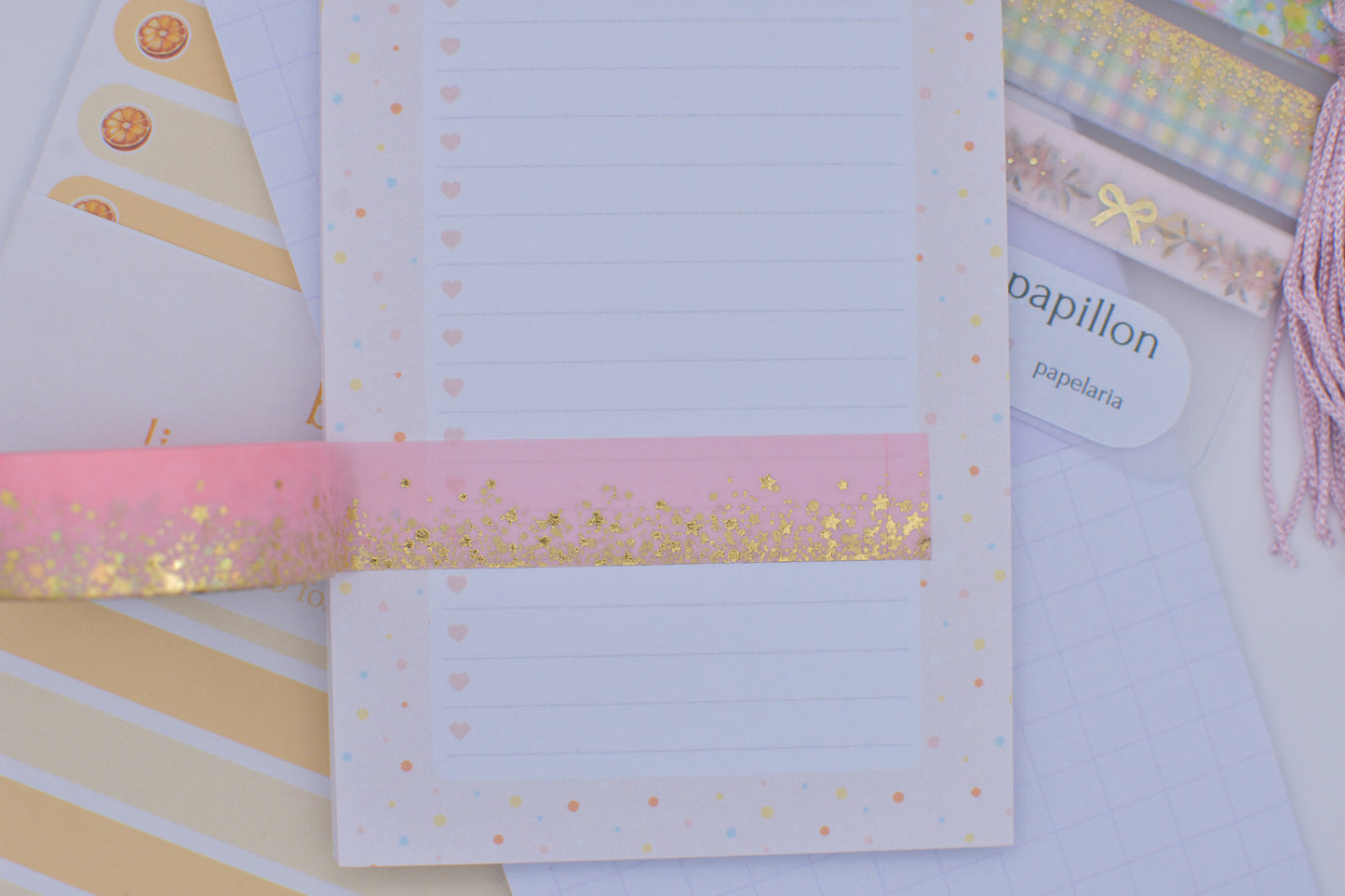 Amostra de Washi Tape - Simply Gilded 15 mm - Pink Stardust