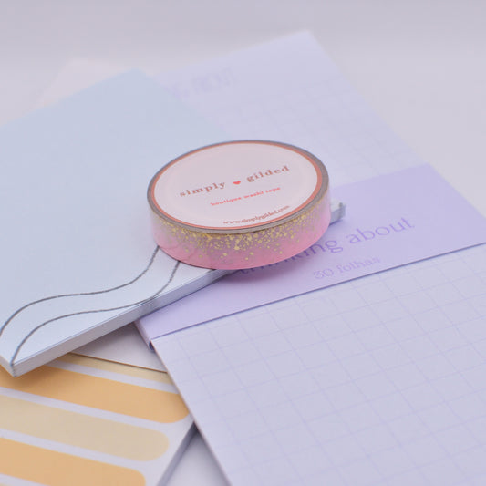 Amostra de Washi Tape - Simply Gilded 10 mm - Pink Stardust
