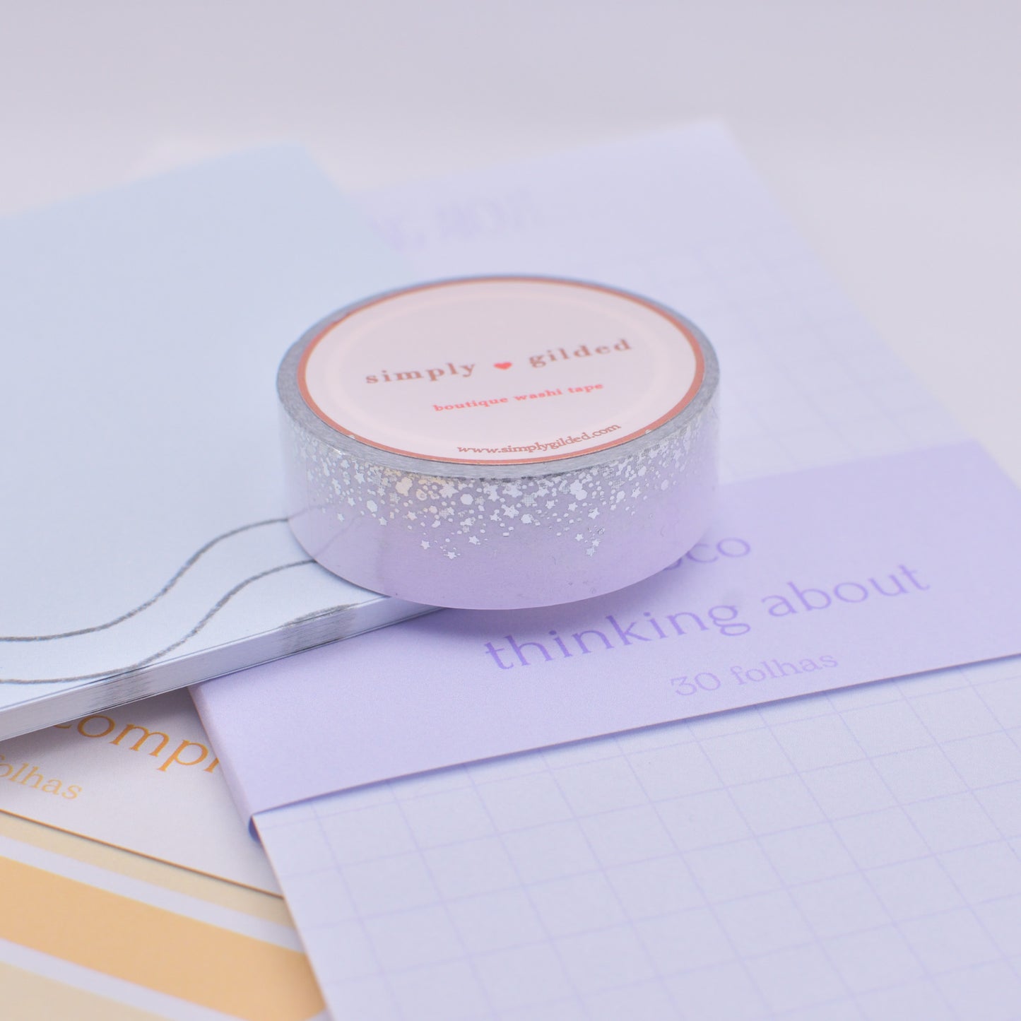 Amostra de Washi Tape - Simply Gilded 15 mm - Lavender Lullaby Stardust