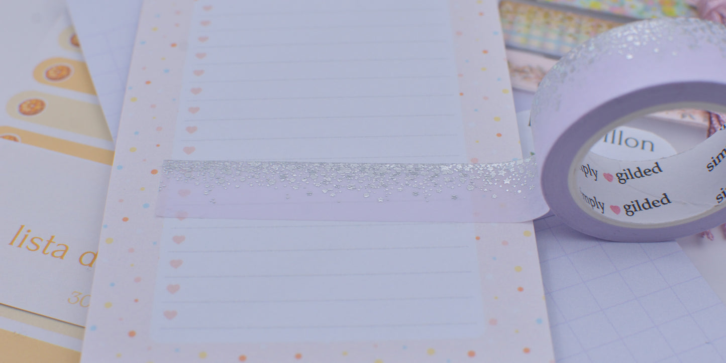 Amostra de Washi Tape - Simply Gilded 15 mm - Lavender Lullaby Stardust
