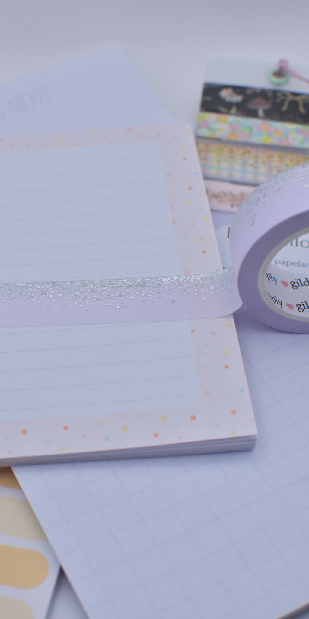 Amostra de Washi Tape - Simply Gilded 15 mm - Lavender Lullaby Stardust