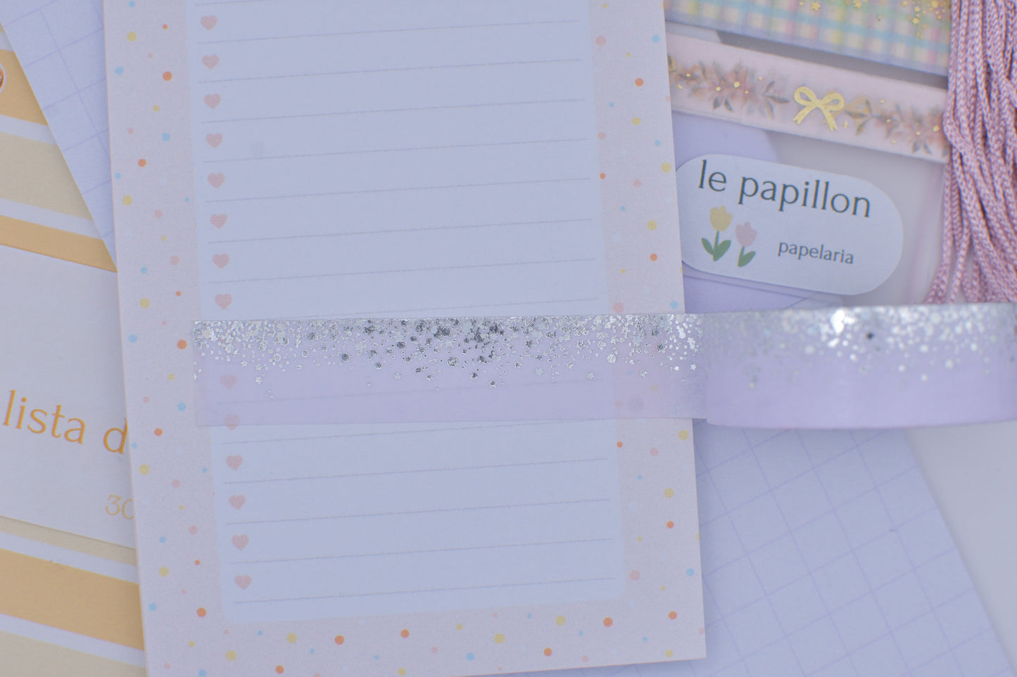 Amostra de Washi Tape - Simply Gilded 15 mm - Lavender Lullaby Stardust