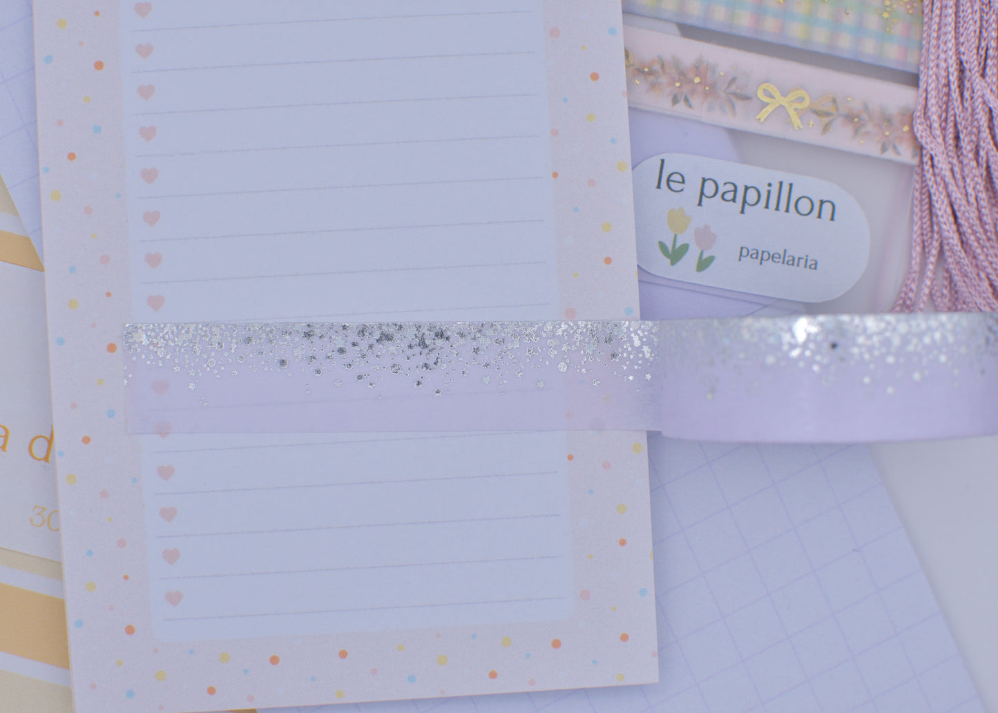 Amostra de Washi Tape - Simply Gilded 15 mm - Lavender Lullaby Stardust
