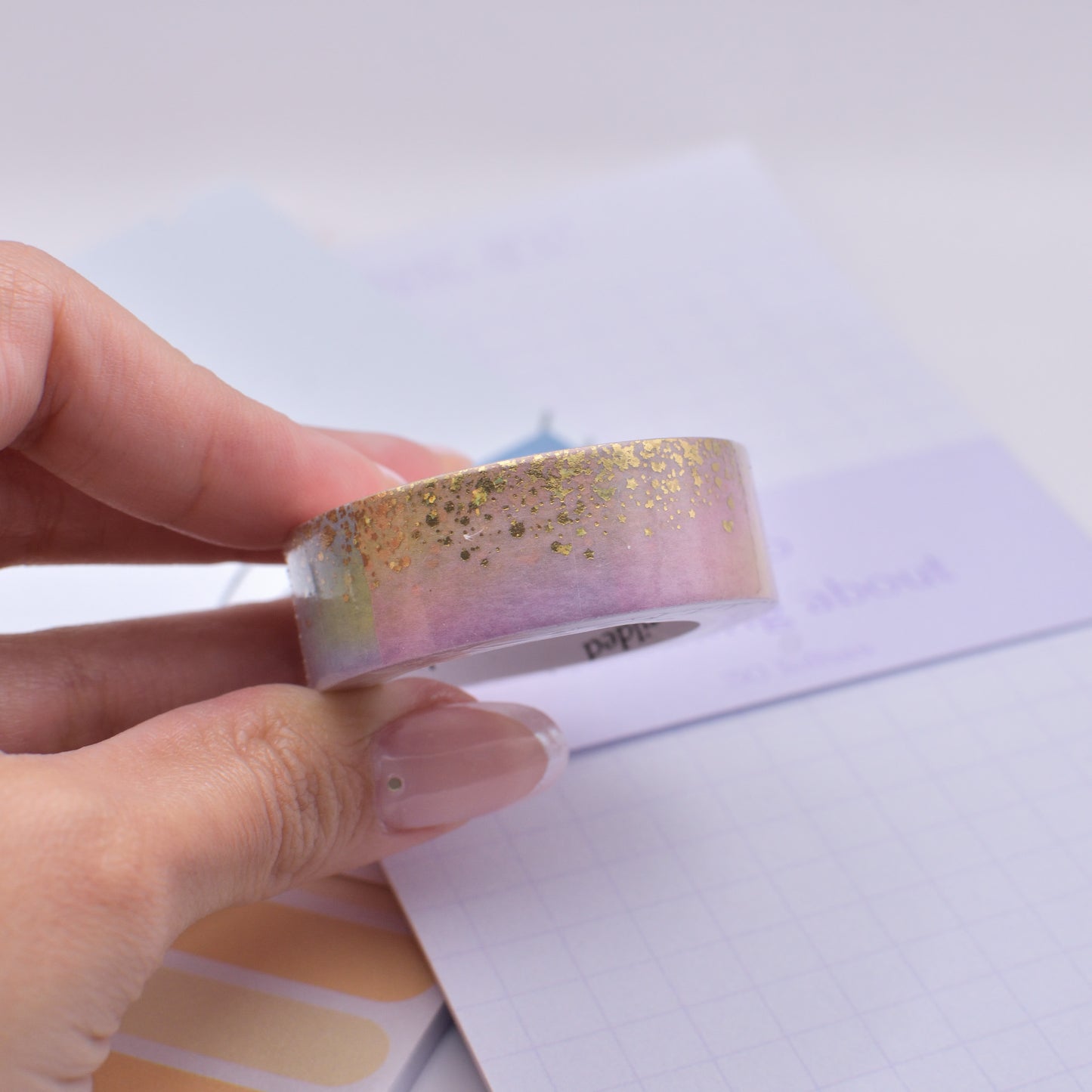 Amostra de Washi Tape - Simply Gilded 15 mm - Pastel Rainbow Stardust