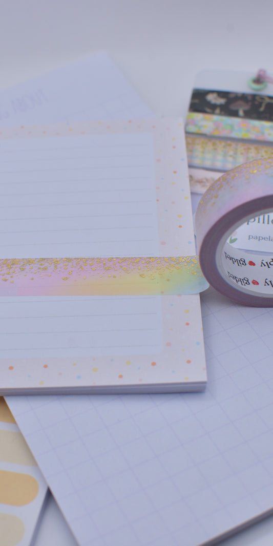 Amostra de Washi Tape - Simply Gilded 15 mm - Pastel Rainbow Stardust