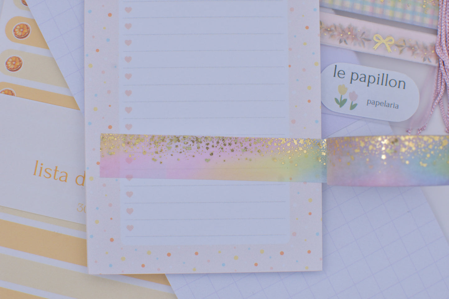 Amostra de Washi Tape - Simply Gilded 15 mm - Pastel Rainbow Stardust