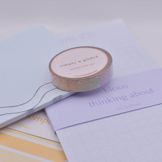 Amostra de Washi Tape - Simply Gilded 10 mm - Pastel Rainbow Stardust