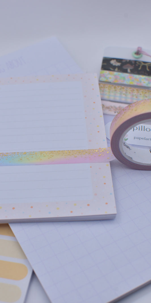 Amostra de Washi Tape - Simply Gilded 10 mm - Pastel Rainbow Stardust