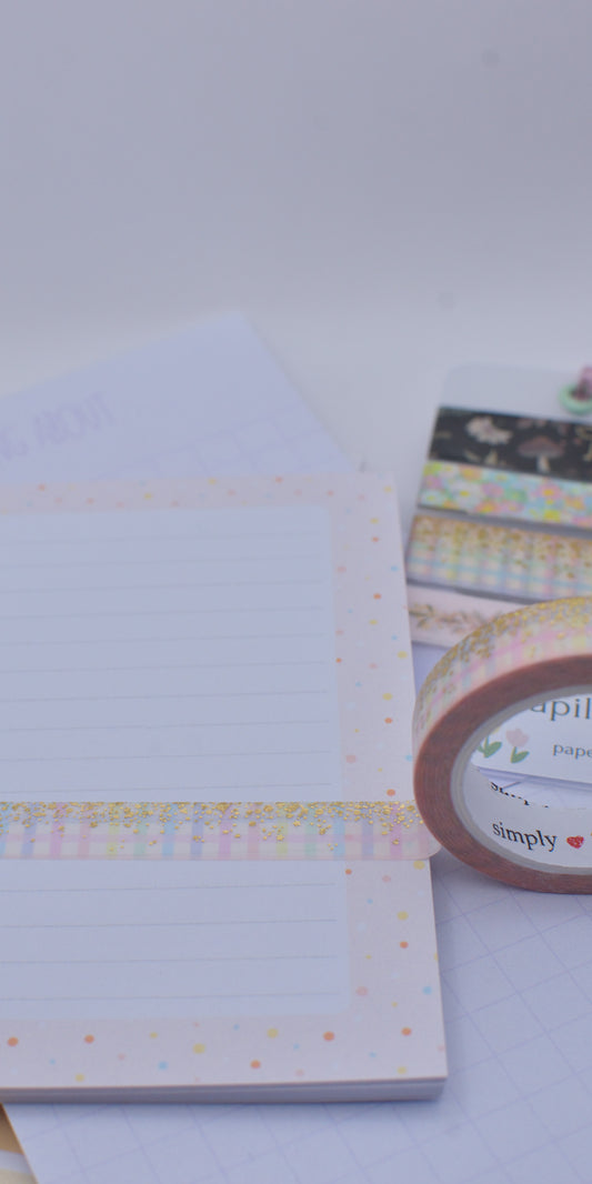 Amostra de Washi Tape - Simply Gilded 10 mm - Rainbow Gingham Stardust