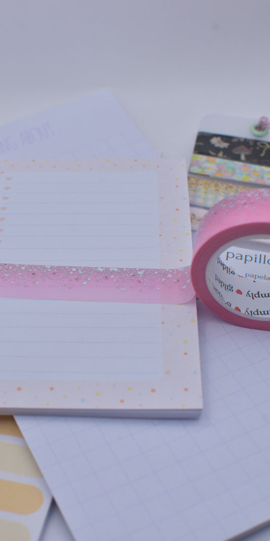 Amostra de Washi Tape - Simply Gilded 15 mm - Strawberry Milk Stardust