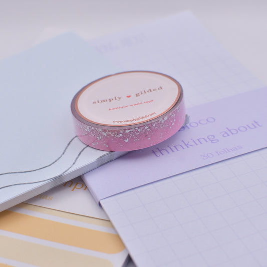 Amostra de Washi Tape - Simply Gilded 10 mm - Strawberry Milk Stardust