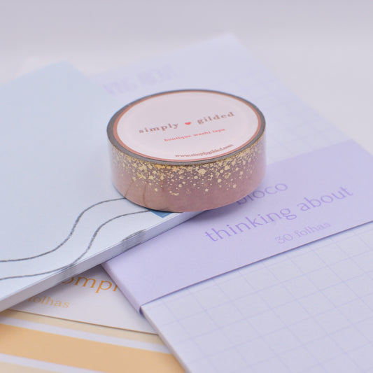 Amostra de Washi Tape - Simply Gilded 15 mm - Chocolate Milk Stardust