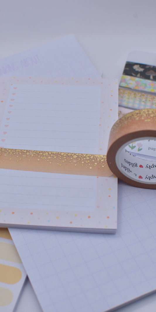 Amostra de Washi Tape - Simply Gilded 15 mm - Chocolate Milk Stardust