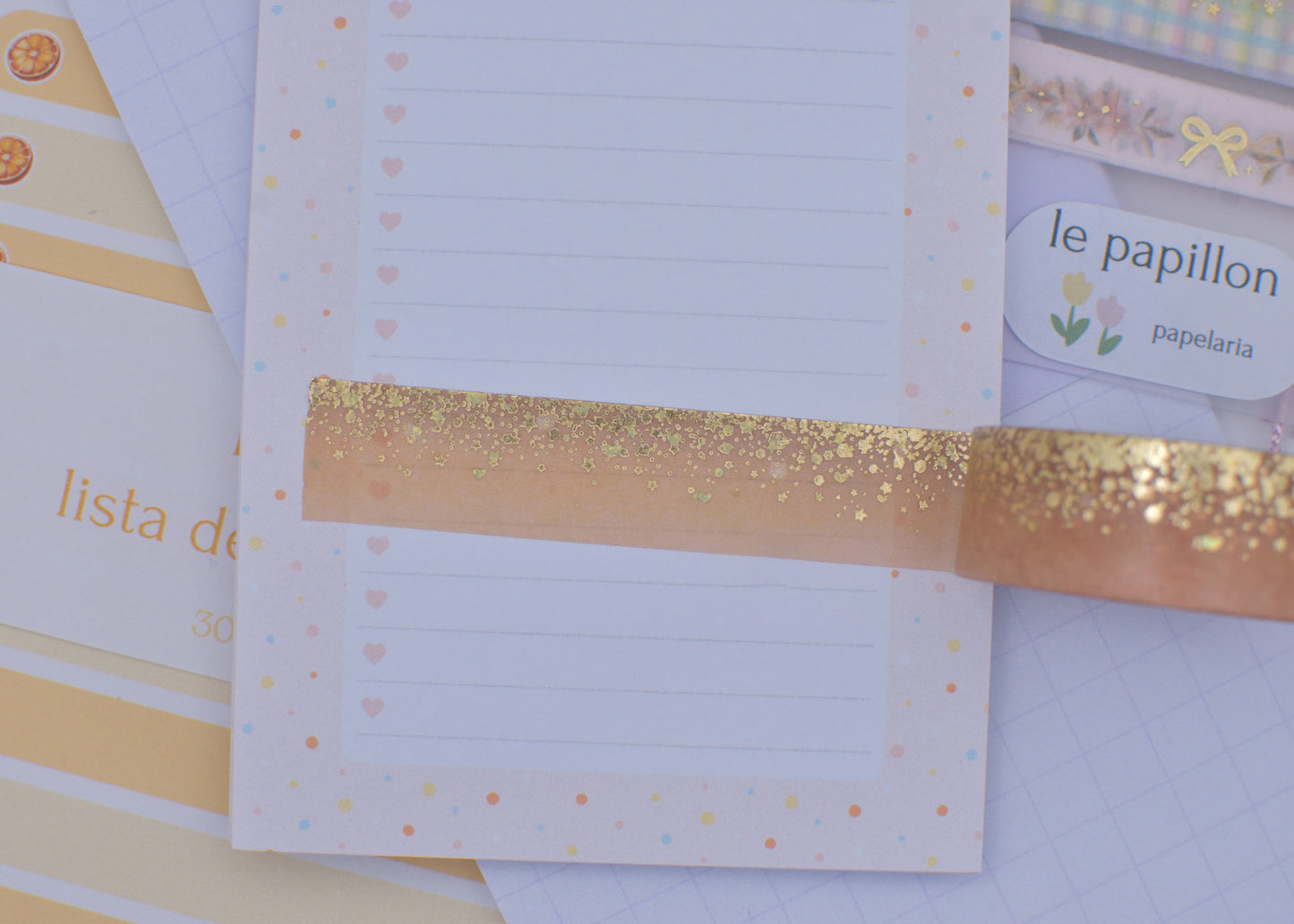 Amostra de Washi Tape - Simply Gilded 15 mm - Chocolate Milk Stardust
