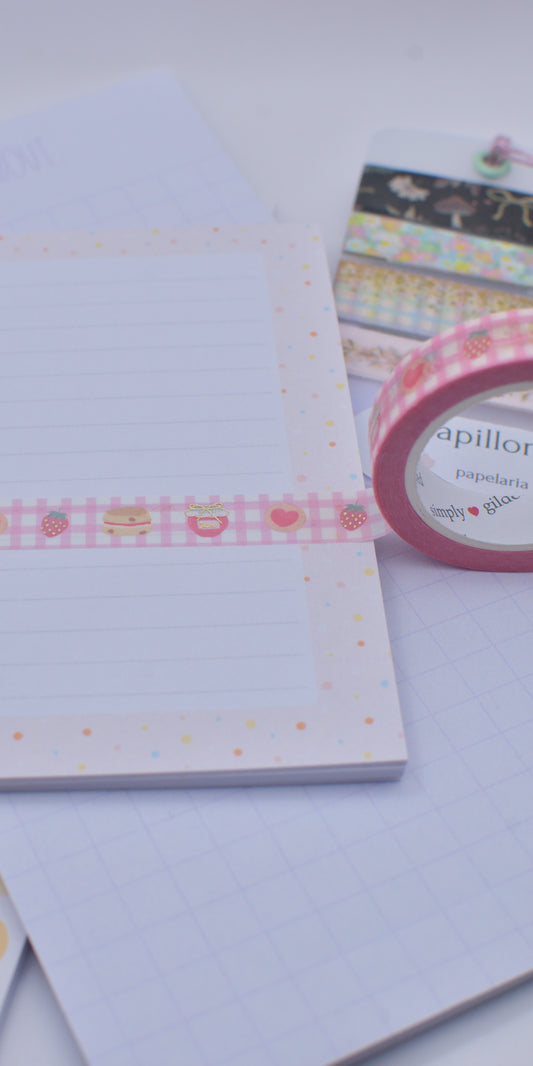 Amostra de Washi Tape - Simply Gilded 10 mm - Strawberry Jam Pink Gingham