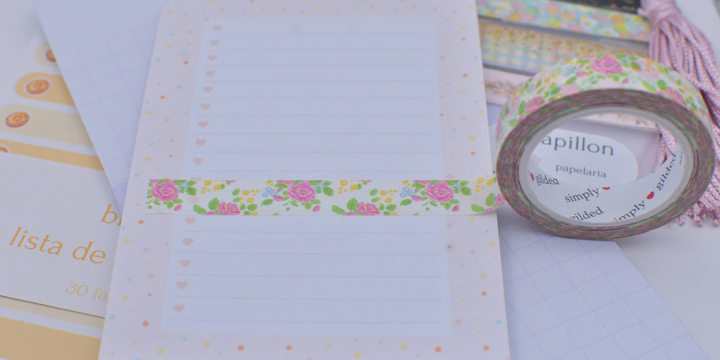 Amostra de Washi Tape - Simply Gilded 10 mm - Tea Time Floral