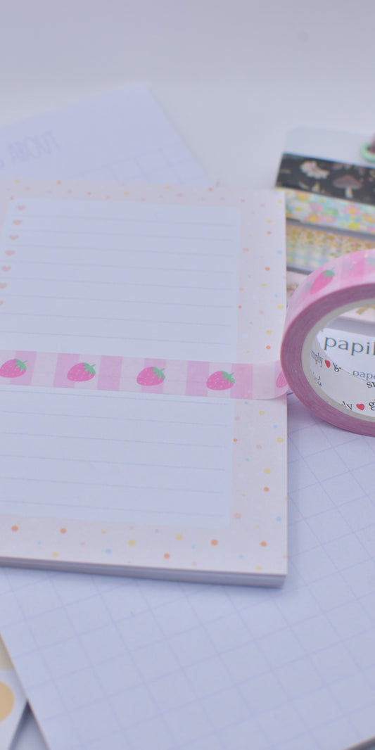 Amostra de Washi Tape - Simply Gilded 10 mm - Strawberry Milk Parfait Stripe
