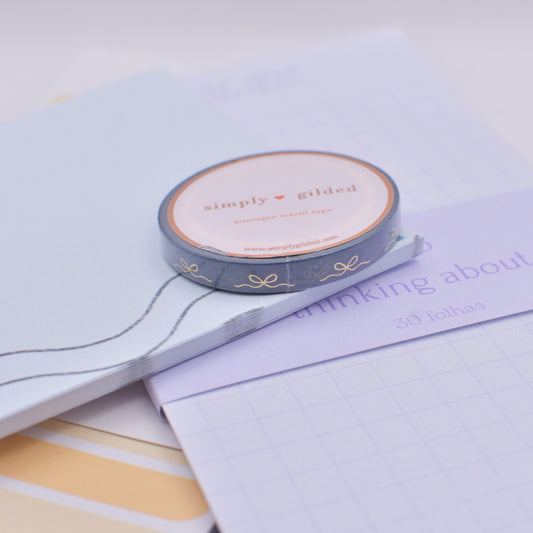 Amostra de Washi Tape - Simply Gilded 5 mm - Blue Chinoiserie Ribbon
